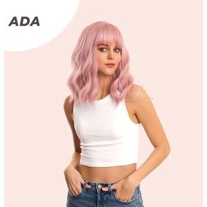 Jbextension Ada‎ Wavy Pink Heat Resistant Synthetic Fiber Wig Model JBOA005
